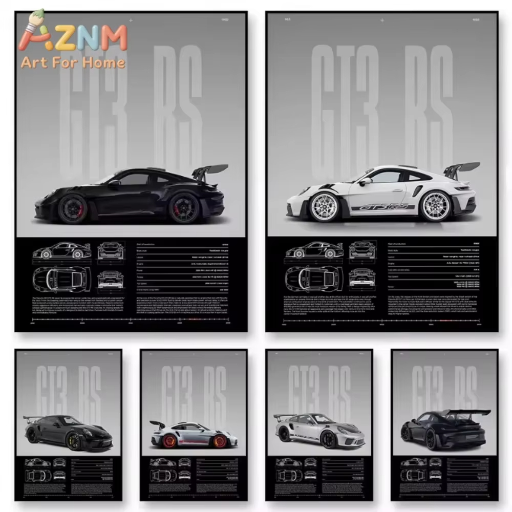 1pc Minimalist 911 GT3-RS 718  - Home Decor Minimal 评论和价格