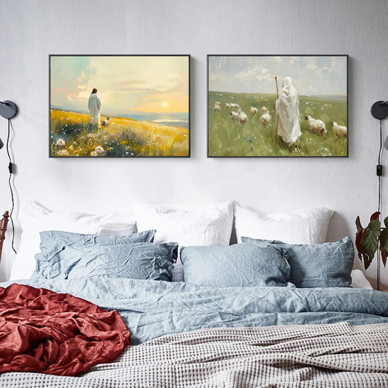 Christ Jesus and The Lamb Wate - Home Decor Jesus 评论和价格