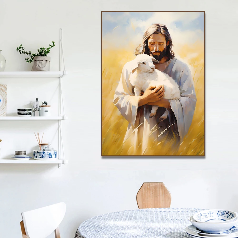 Christ Jesus and The Lamb Wate - Home Decor Jesus 评论和价格
