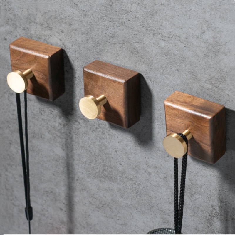 2/1pcs Walnut Wood Brass Hook  - Home Decor Ikea 评论和价格