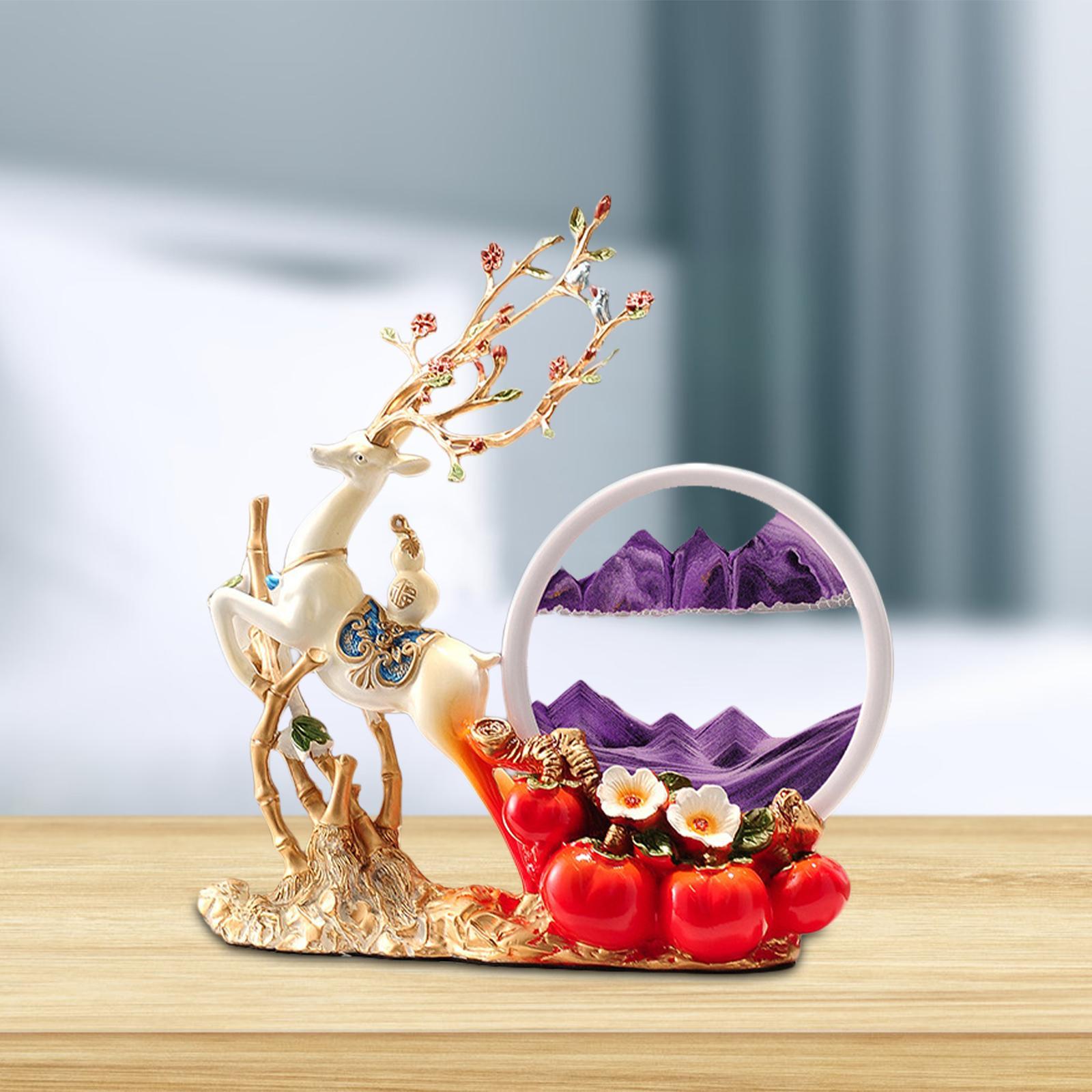 Decor Deer Figurine Resin Orna - Sand Art Picture 评论和价格