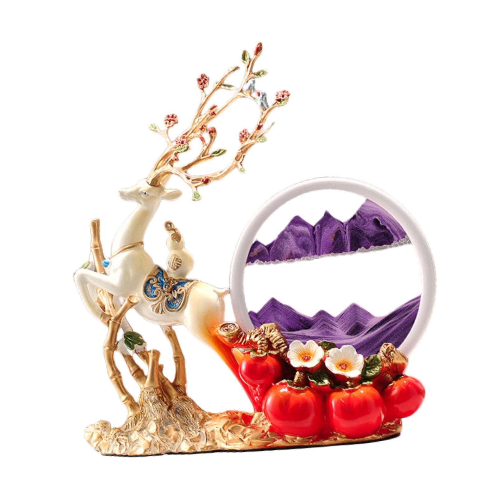 Decor Deer Figurine Resin Orna - Sand Art Picture 评论和价格
