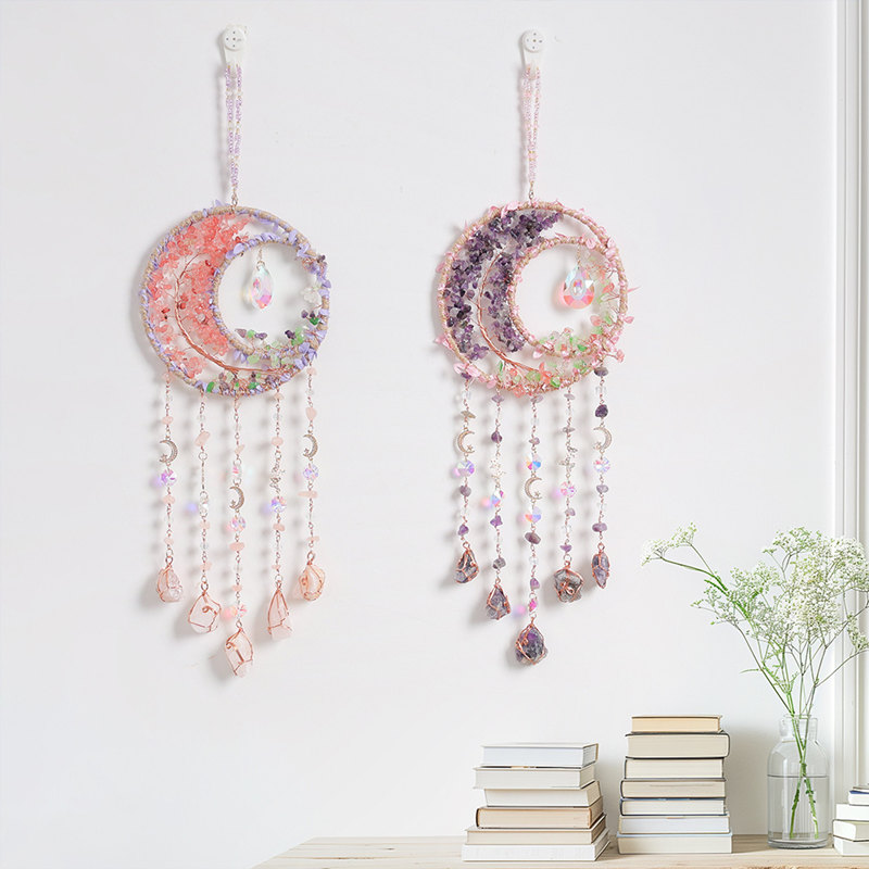 Crystal Purple Amethyst Quartz - Boho Wind Chimes 评论和价格