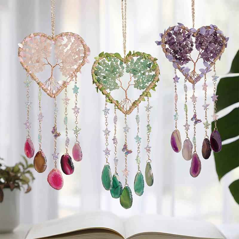 Crystal Purple Amethyst Quartz - Boho Wind Chimes 评论和价格