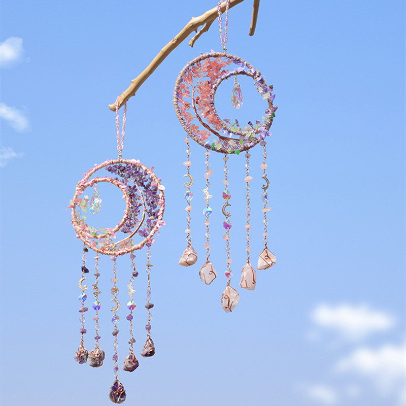 Crystal Purple Amethyst Quartz - Boho Wind Chimes 评论和价格