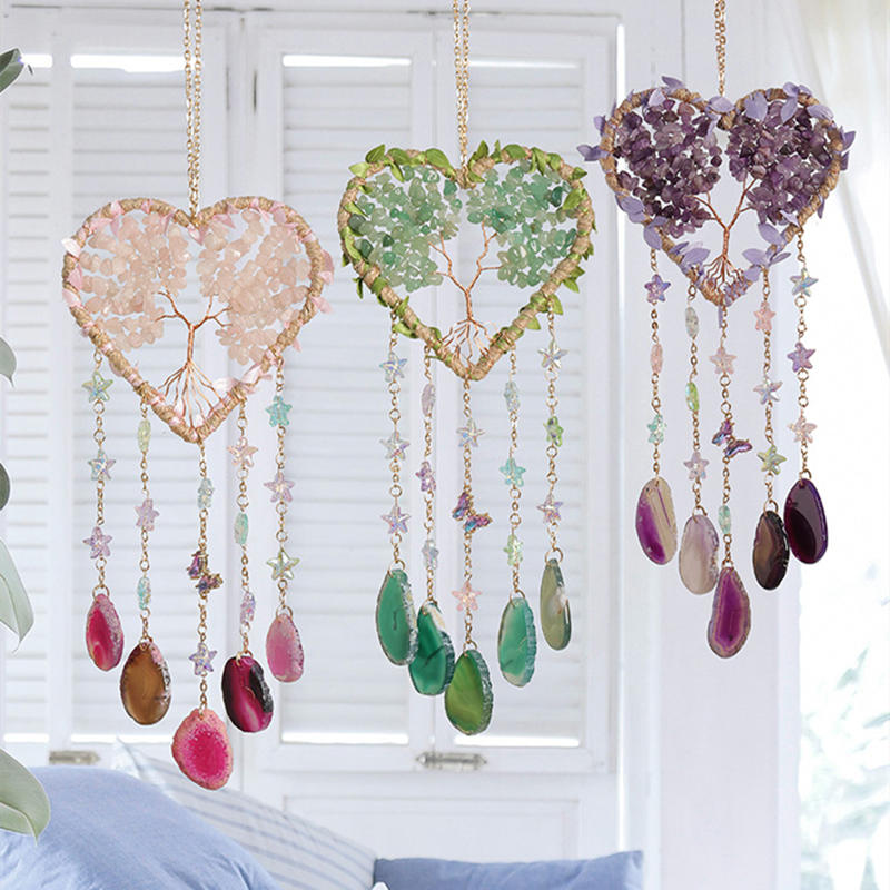 Crystal Purple Amethyst Quartz - Boho Wind Chimes 评论和价格