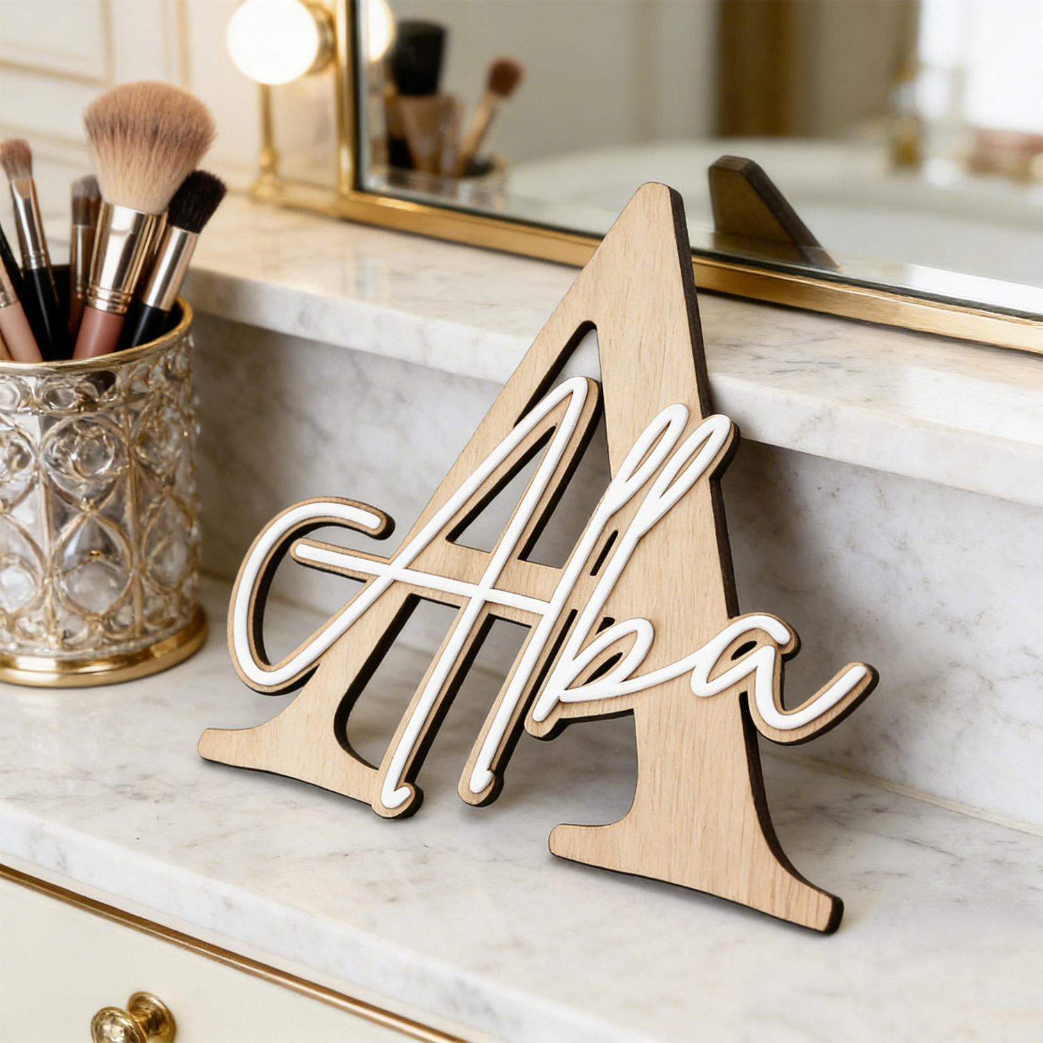 1pc Double-layer Wooden Name D - Home Decor Unique 评论和价格